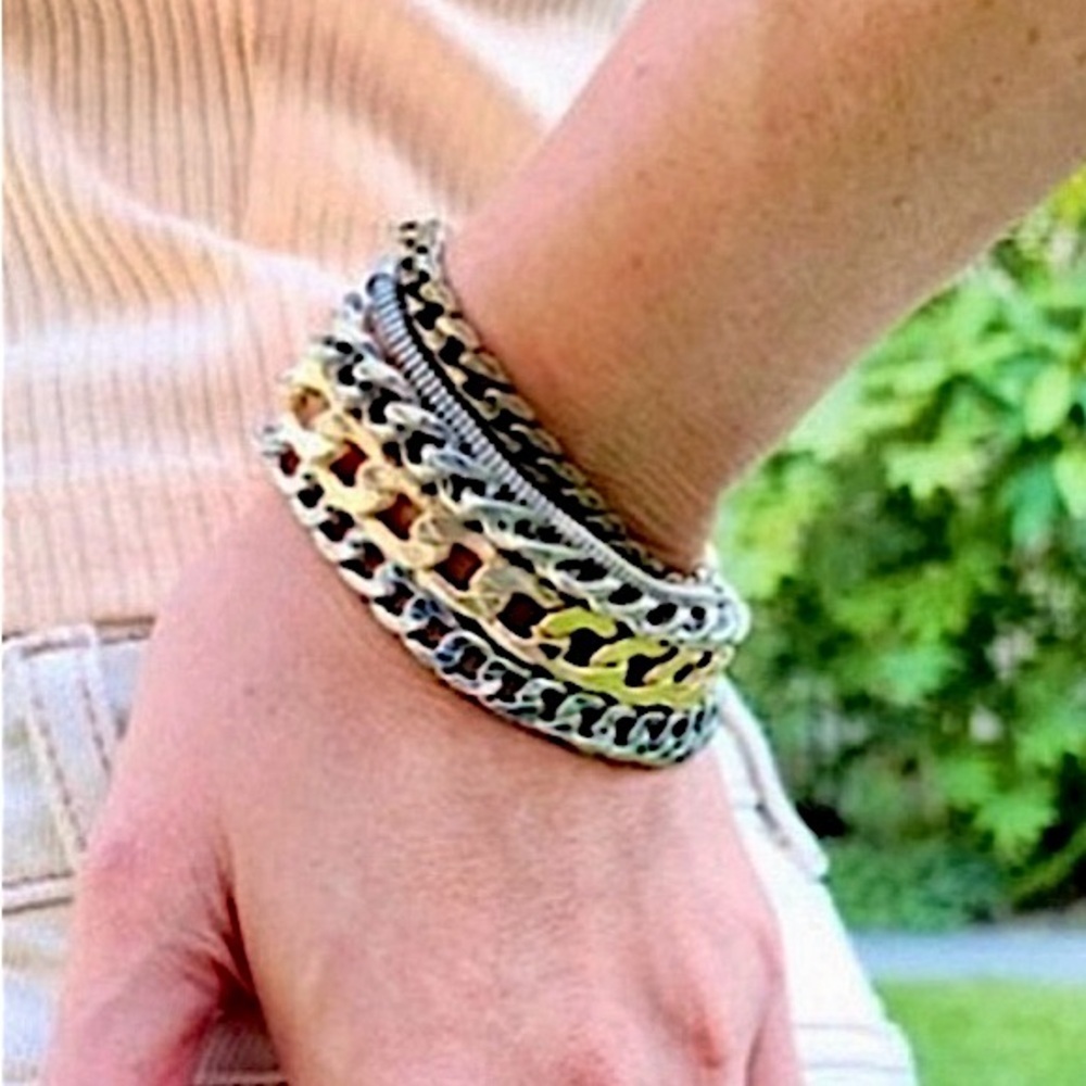 JENNY BIRD Mixed Metal Stacked Chain Bracelet - Picture 4 of 11